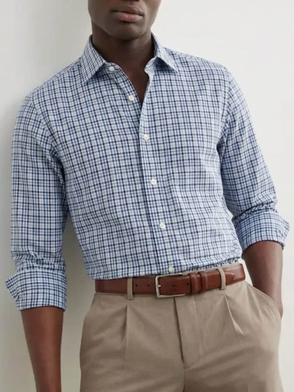 Piattelli for Barneys New York Blue Micro Check Dress Shirt Size XL